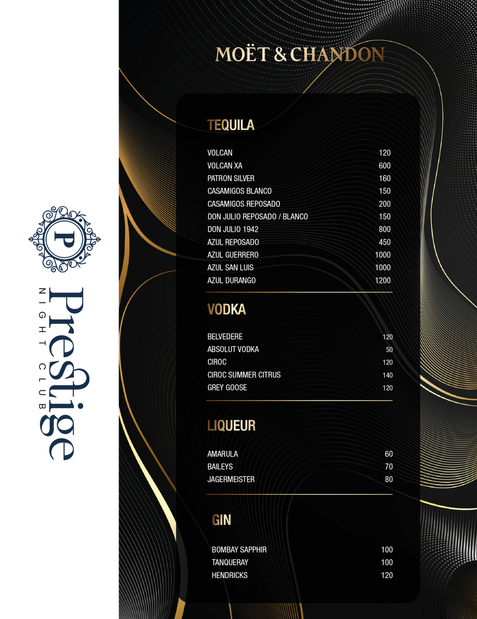 Vodka, tequila, Gin, vins